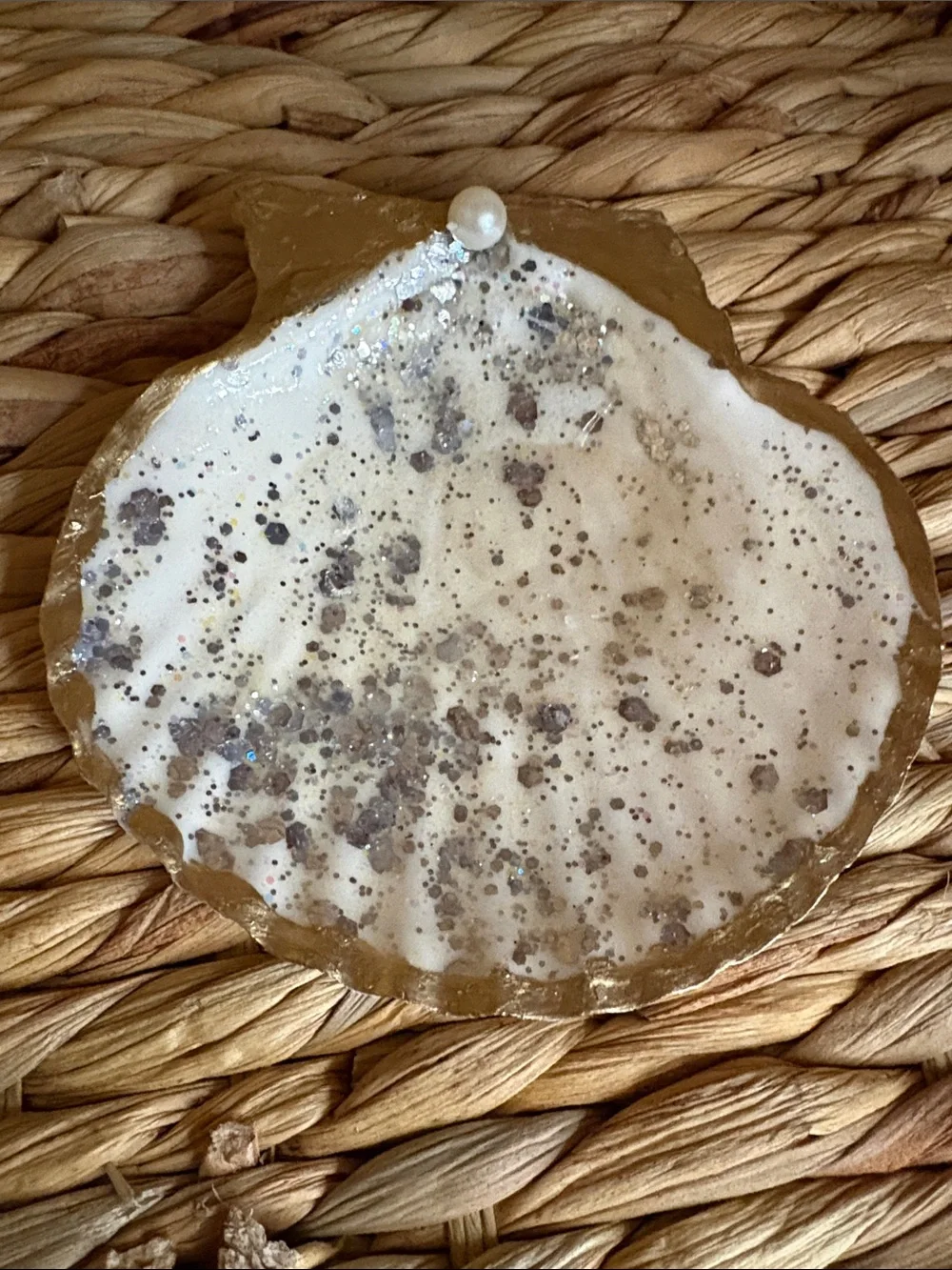 Hand Crafted Gold and White Shell Trinket Dish